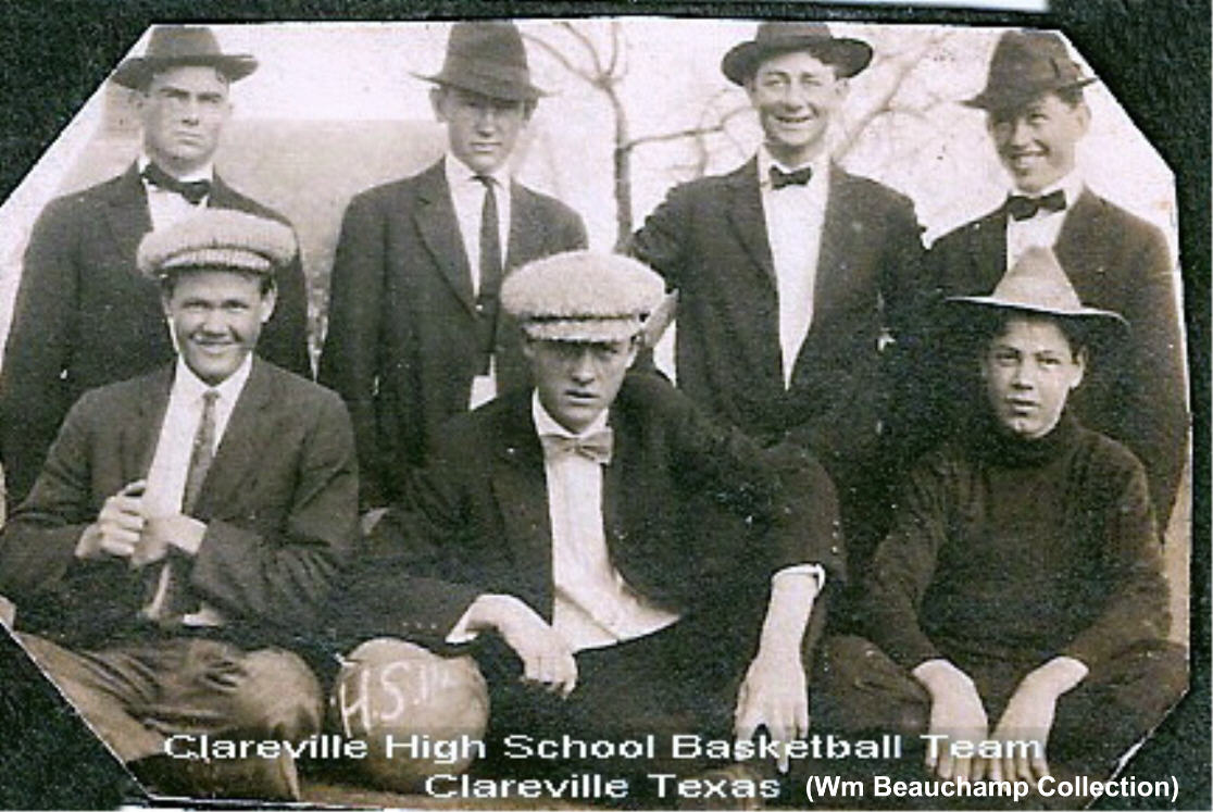 Basketball team at Clareville High School, Bee County, Texas