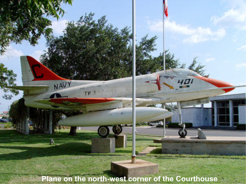Navy fighter at the courthouse, Bee County, Texas