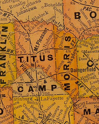 Post Office Map, 1920, Camp County, Texas