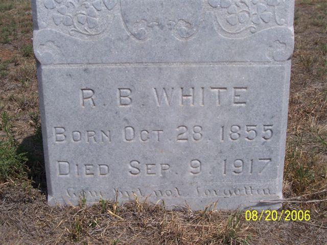 Tombstone of R. B. White (1855-1917)