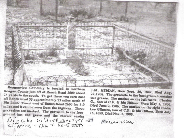 Regan View Cemetery, Reagan County, TXGenWeb