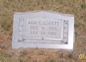 Lovett, Ada, Taylor County, TXGenWeb